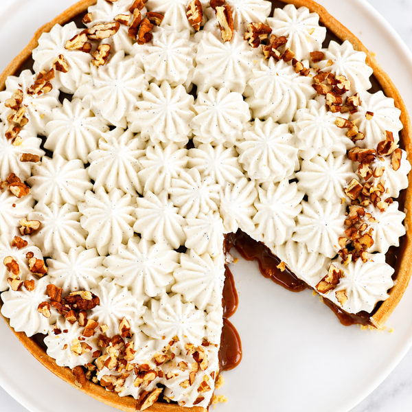Tarta de Caramelo Salado, Chocolate y Vainilla