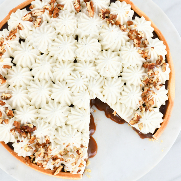 Tarta de Caramelo Salado, Chocolate y Vainilla